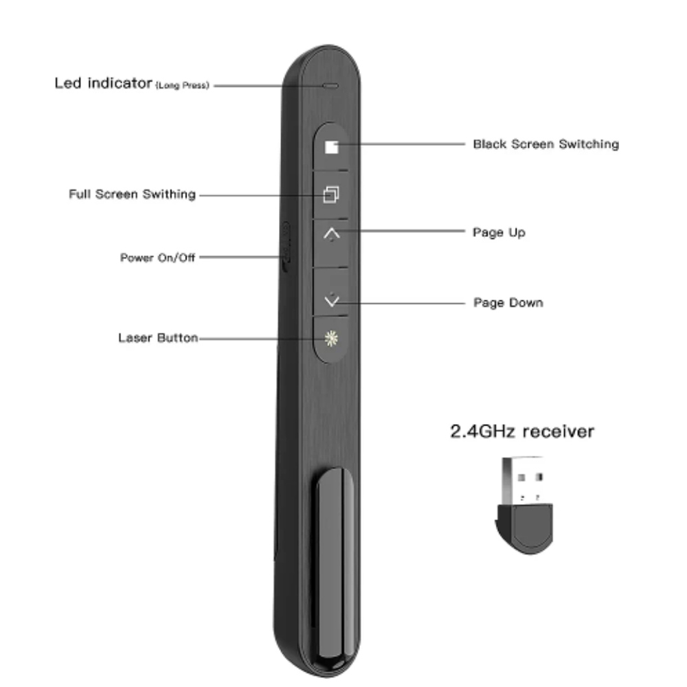 무선 프레젠터 레이저 페이지 넘김 펜 2.4GHz 볼륨 - Laser Pointer Presenter 리뷰 및 가격