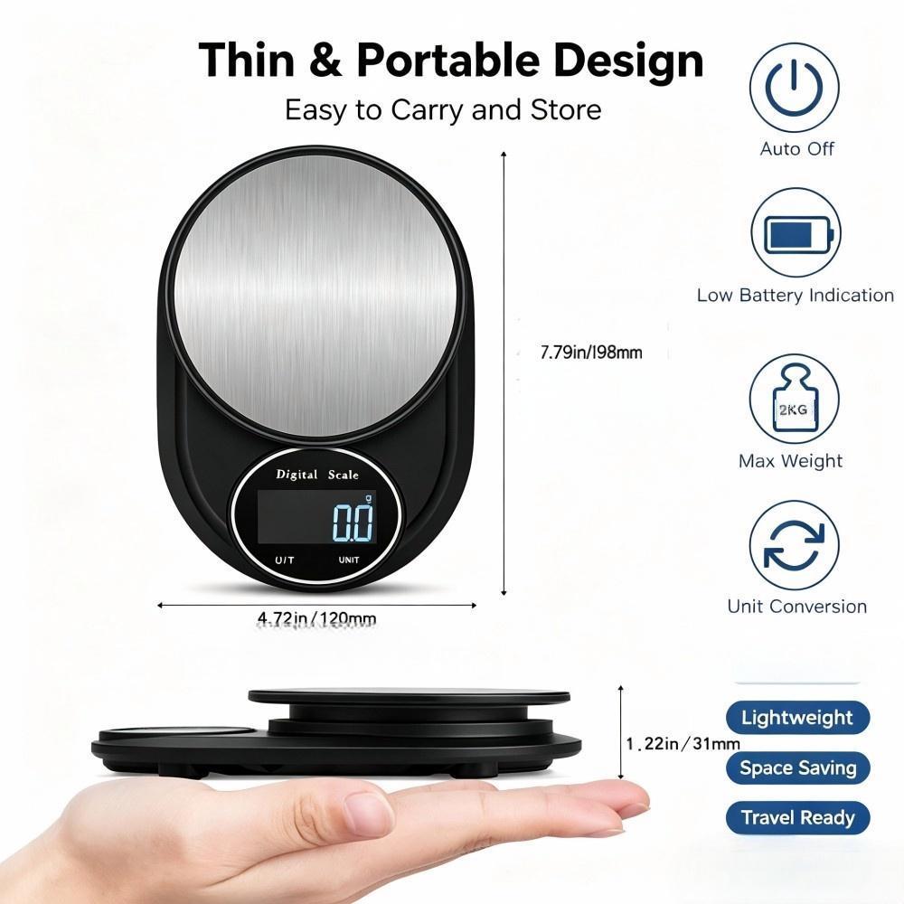 2KG 0.1g 미니 휴대용 디지털 주방 저울, 원형  - Electronics & Gadgets Charging Gocable 8 In 1 Edc 100W Cable 리뷰 및 가격
