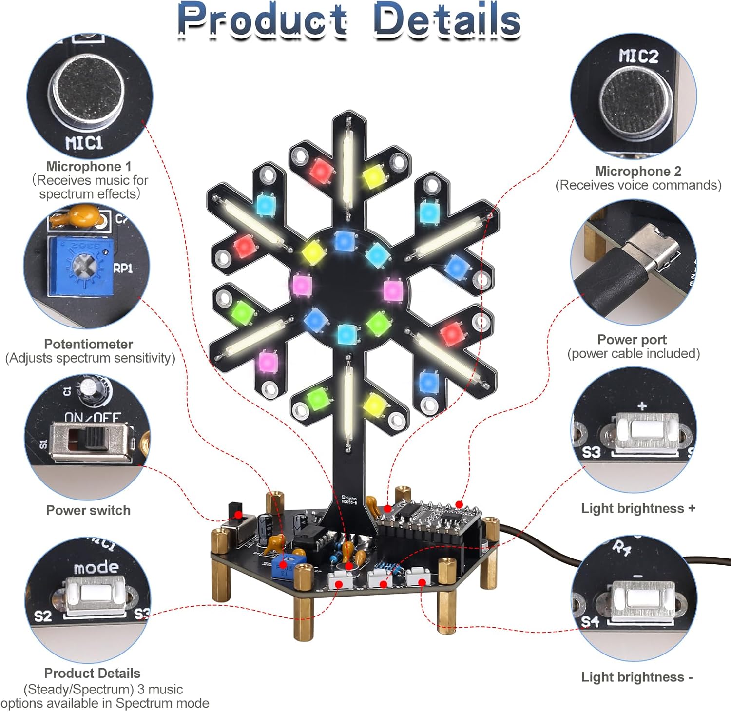 음성 제어 스펙트럼 조명 납땜 연습 키트 DIY LED - Electronics Home Gadgets 리뷰 및 가격